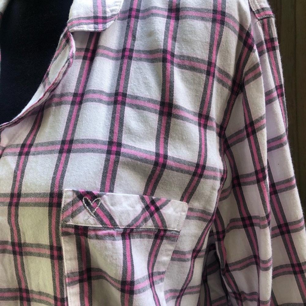 Victoria’s Secret Long Sleeve Pink Plaid Button Up Drawstring Pajama Set Size L - Picture 6 of 10
